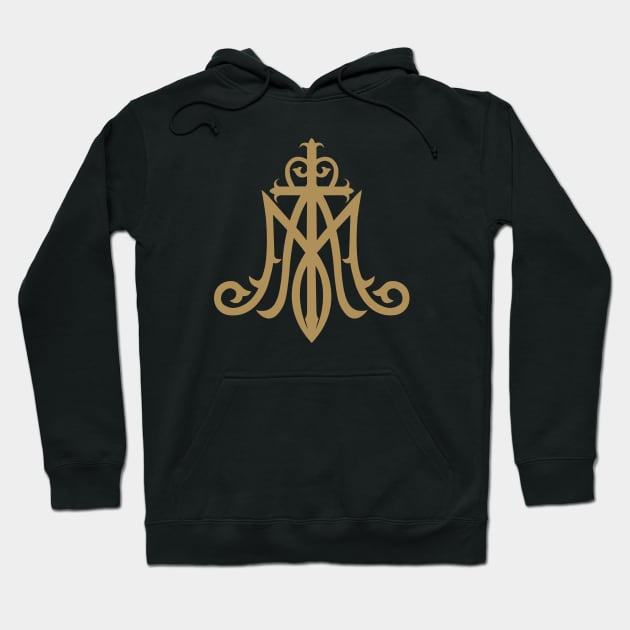 Virgin Mary Monogram Ave Maria Hoodie by Beltschazar